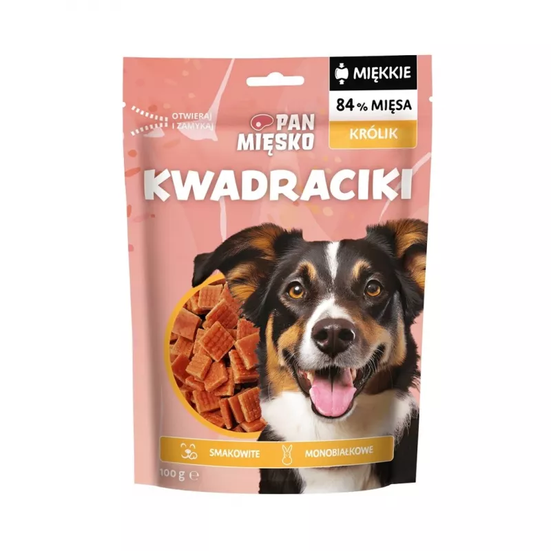 Snack para perros Pan Mięsko Soft Rabbit Squares 100 g