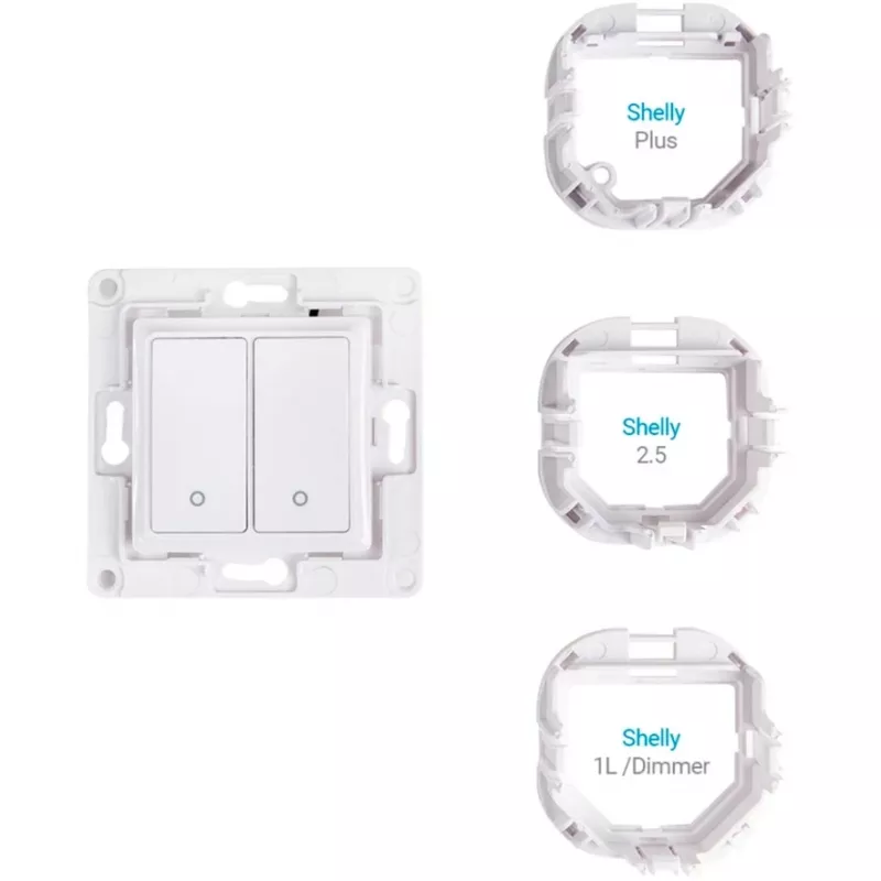 Interruptor de pared Shelly WS2 2 canales Blanco — Interruptor WiFi de pared de 2 canales Shelly WS2