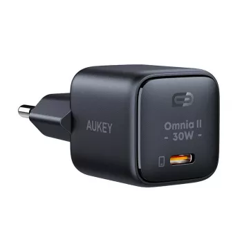 Fuente de alimentación Aukey PA-B1L USB-C 30W negro — adaptador de corriente USB‑C PD compacto