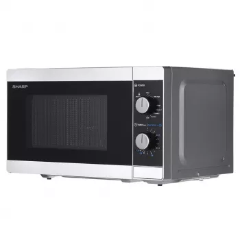 Microondas combinado Sharp YC-MG01E-S — 20 l, 800 W microondas, 1000 W grill, 5 niveles de potencia, mando giratorio, plato giratorio de 25,5 cm