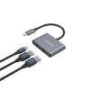 Hub 3 en 1 USB-C CANYON DS-3 gris oscuro – USB-C a USB-A + HDMI + pass-through PD