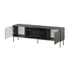 Mueble TV con chimenea Cama Meble TRESSE 180x40x54,5 cm — superficie verde mate, aglomerado