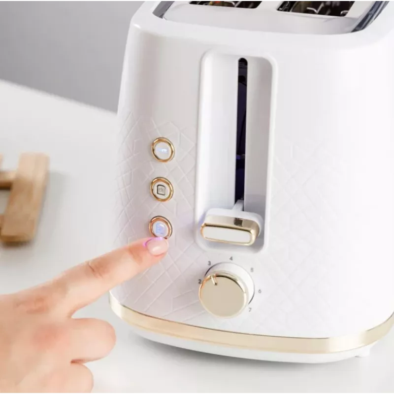 Tostadora Taurus TO800P 2 rebanadas 800 W blanca con control por botones y mando giratorio