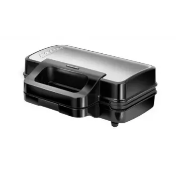 Sandwichera MPM MPO-43M 3 en 1 1000W – prensa de sándwiches multifunción para 4 sándwiches, parrilla, tostado y gofres, negra