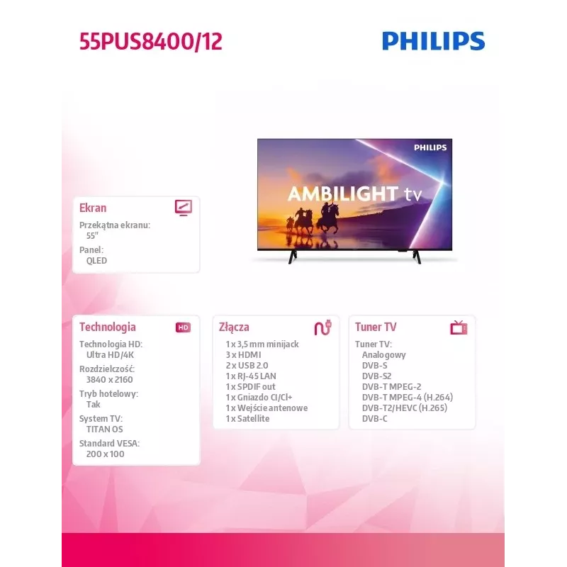 Televisor Philips 55PUS8400/12 QLED 55