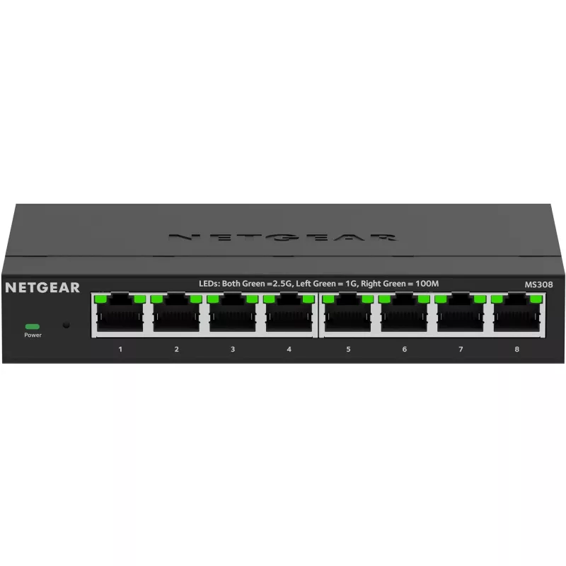 NETGEAR MS308 no gestionado 2.5G Ethernet (100/1000/2500) negro