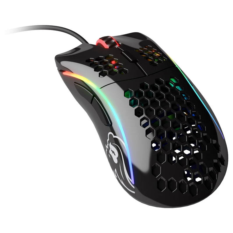 Ratón gaming Glorious Model D - negro, brillante + alfombrilla - XL