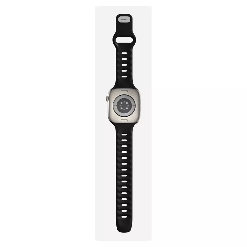 Correa para reloj Nomad Tempo Band negra de goma — 20 mm de ancho, compatible con muñecas de 155–193 mm