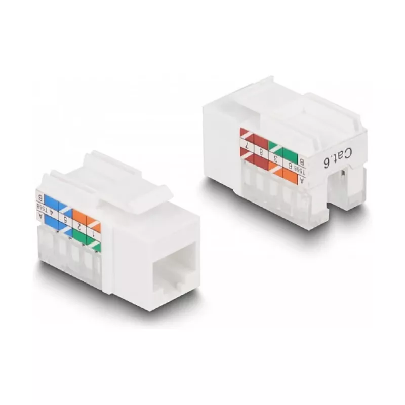 DeLOCK Keystone LSA set RJ45 RJ11 Cat.6 negro soporte con clip