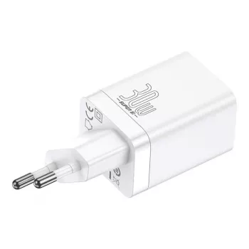 Cargador rápido Baseus Super Si Pro USB + USB-C 30W (blanco)