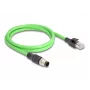 Cable de red DeLOCK M12 A-codificado 8 polos conector macho a conector macho RJ45 PUR (TPU) 1 m