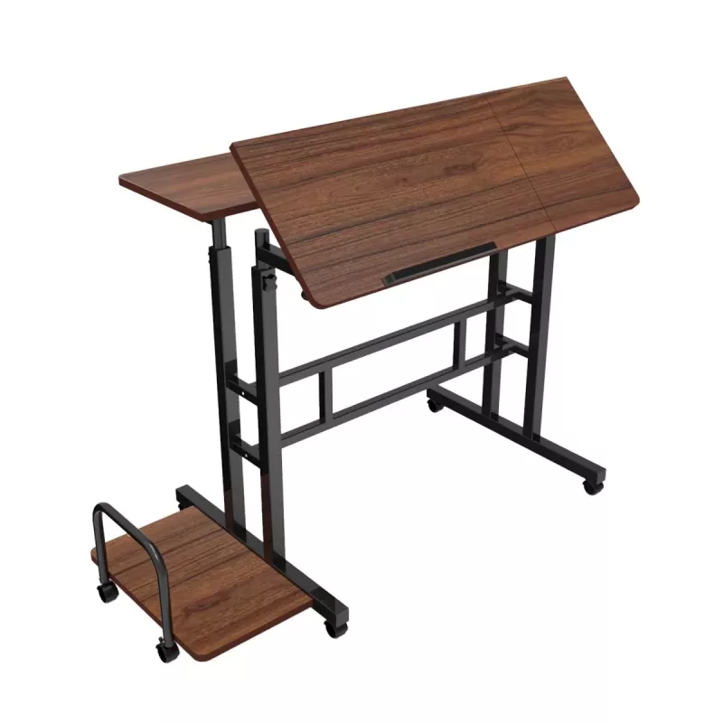 Mesa móvil para portátil Maclean, negra, 80x60 cm, máx. 50 kg, regulable en altura 67-115 cm, MC-124 B