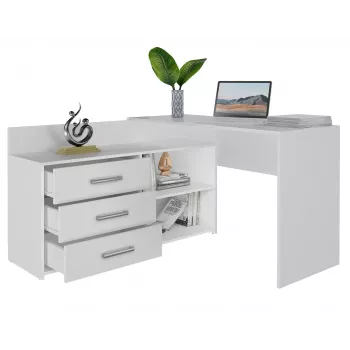 Escritorio de ordenador en esquina Topeshop DANY BIEL KPL blanco rectangular aglomerado