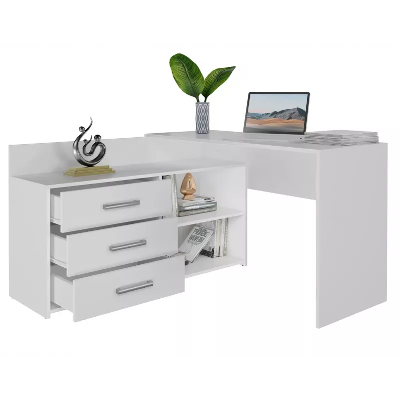 Escritorio de ordenador en esquina Topeshop DANY BIEL KPL blanco rectangular aglomerado