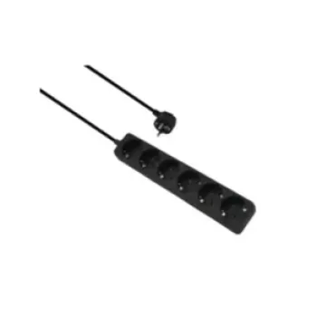 Regleta de enchufes helos CLASSIC 6 tomas, negra, 1,5 m cable