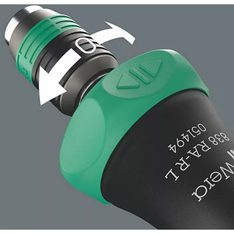 Wera 838 RA-R L Portabrocas manual con carraca 1/4
