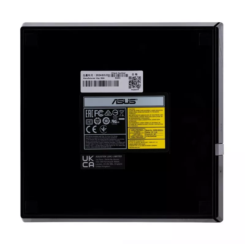 Unidad óptica externa DVD±RW ASUS SDRW-08D2S-U Lite, USB 2.0, negra, 24x CD / 8x DVD, 142×142×20 mm