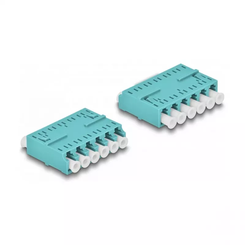 Acoplador de fibra óptica DeLOCK HD LC Hexaplex conector hembra a conector hembra LC Hexaplex aqua