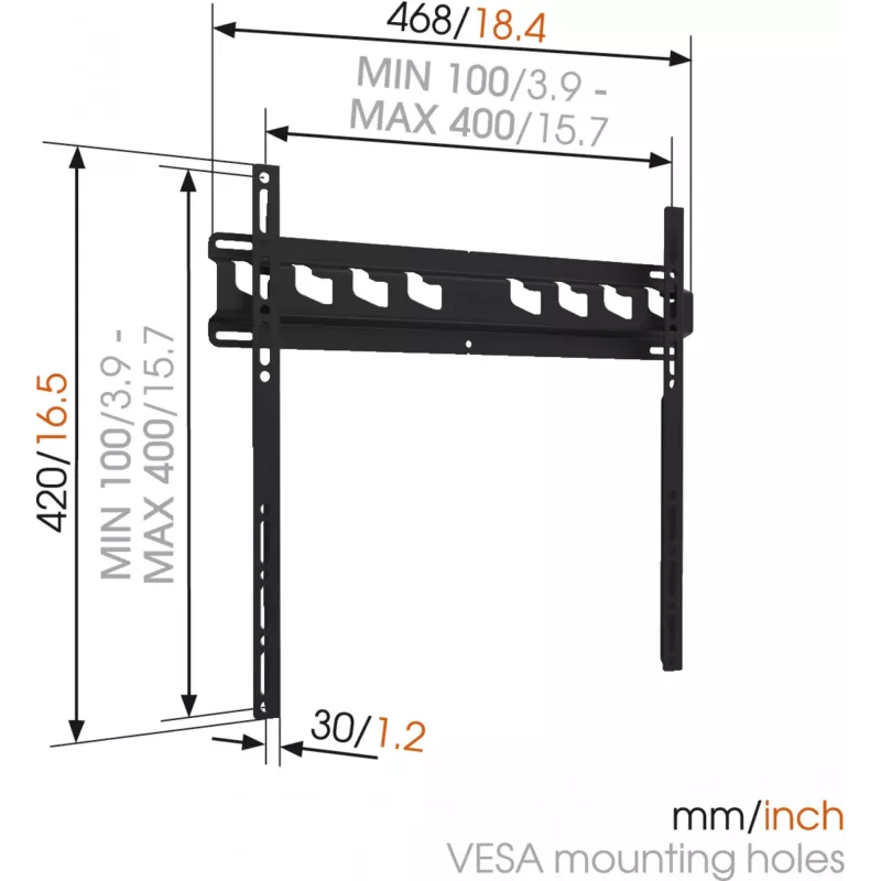 Vogels | Soporte de pared | MA3000-A | Fijo | 32-55 pulgadas | Capacidad máxima 60 kg | Negro