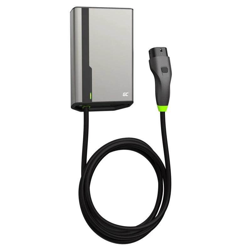 Green Cell HabuDen EVGC021B2250 Wallbox cargador para vehículos eléctricos 22 kW 32A, Type 2, cable de 5 m, NFC, Bluetooth, Wi-Fi, aluminio