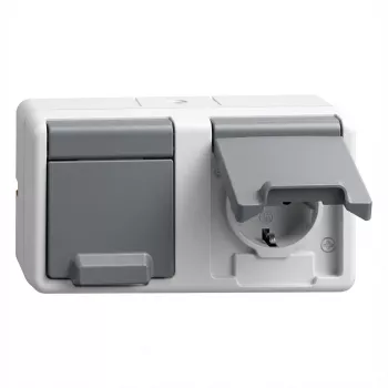 Toma de corriente (Schuko) Gira 478130 — 2 tomas horizontal de superficie, gris