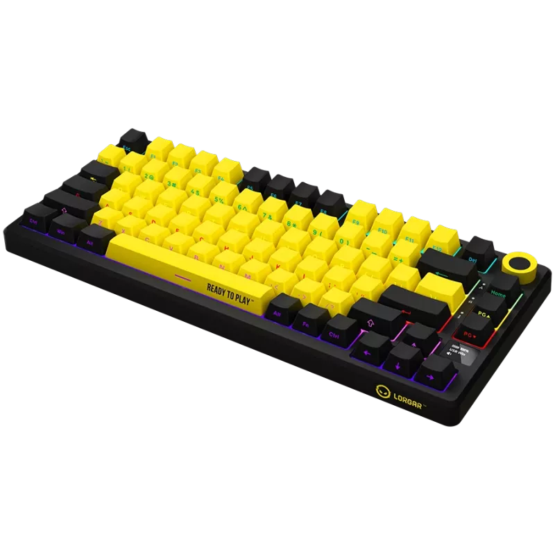 Teclado gaming mecánico inalámbrico LORGAR KBP7075W — Negro/Amarillo, distribución EN