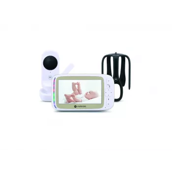 Motorola 5,0 pulgadas Wi-Fi Video Baby Monitor con sujeción a la cuna Stargrip | VM45 Connect | Blanco