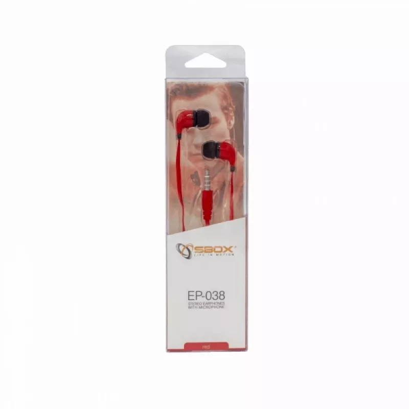 Auriculares estéreo Sbox con micrófono EP-038 Rojo