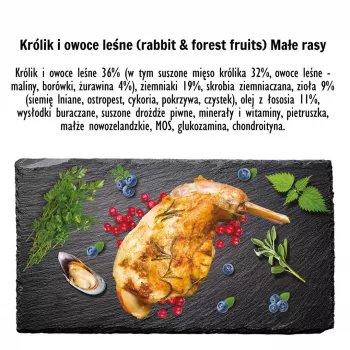 Comida seca para perros PAKA ZWIERZAKA conejo con frutos del bosque – razas medianas adultas 9 kg, 29 % proteína, 16 % grasa