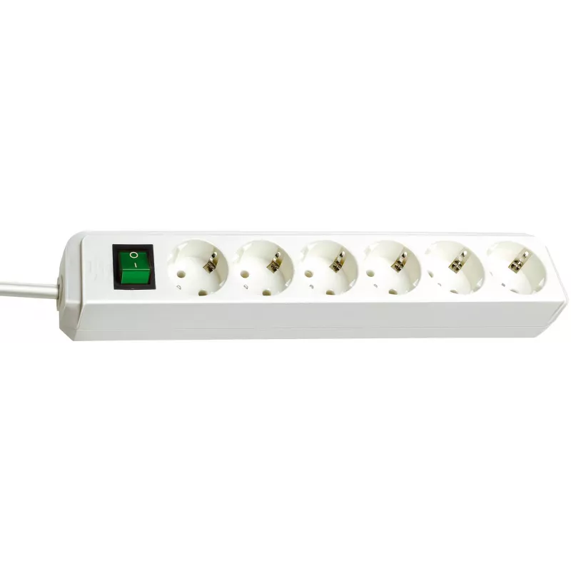 Brennenstuhl 1159520400 Regleta de enchufes 6 tomas 45° blanca con interruptor 3 m cable H05VV-F3G1,5 POS-Reiter (1159520400)