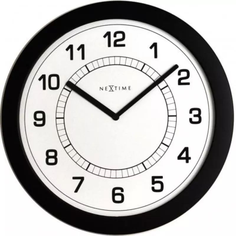 NeXtime Reloj 3045zw Super Slim, Ø28 cm, pared, negro