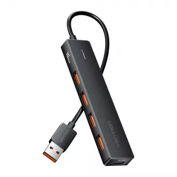 Hub multipuerto 5 en 1 USB 3.2 Gen 2 Vention CHOBB — 5 puertos (4× USB 3.2 Gen 2 Type-A, 1× USB 3.2 Gen 1 Type-A), 0,15 m, ABS, negro