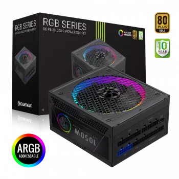 Gamemax fuente de alimentación, 80 PLUS, Gold | RGB 1050G | 1050 W