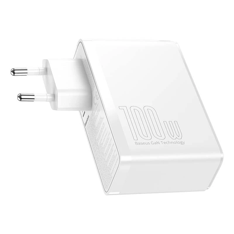 Cargador de viaje Baseus GaN2 Pro Quick 2x USB + 2x USB-C, 100W, EU (Blanco)