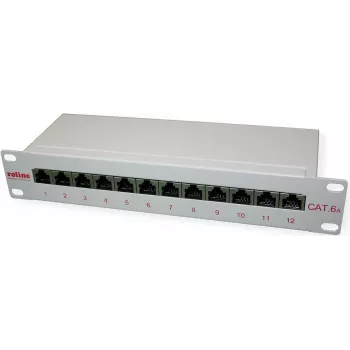 ROTRONIC-SECOMP Roline - Panel de parcheo - CAT 6a - RJ-45 X 12 - Gris - 1U - 25,4 cm (10
