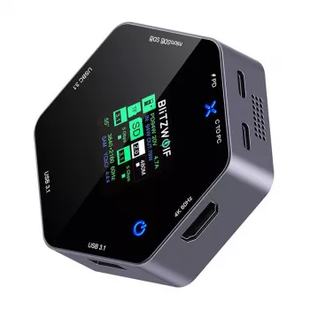 Estación de acoplamiento BlitzWolf BW-TH16 8en1 USB 100W con pantalla LCD Smart