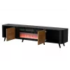 Mueble TV Cama Meble Volare 200 x 39 x 49 cm negro/nogal con chimenea
