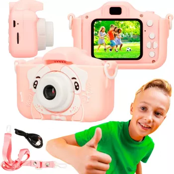 Extralink H28 SINGLE PINK – Cámara digital infantil en rosa/blanco, para niños a partir de 3 años