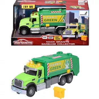 Coche de juguete Majorette Mack Granite Camión de basura Modelo 213743007, coche de fundición a presión