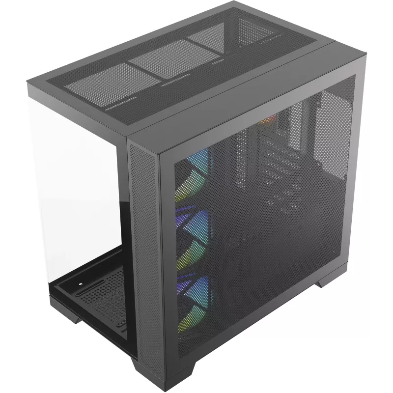 Caja PC Silentware View A-RGB negra VIEWSchwarz — caja mid-tower con iluminación A-RGB