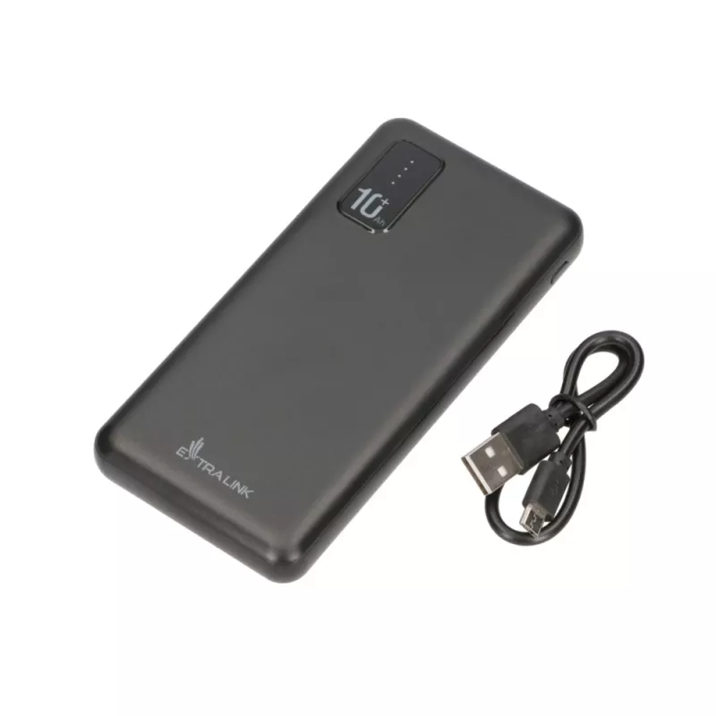 Batería portátil Extralink EPB-098B 10000 mAh, LiPo, 2× USB-A + 1× USB-C, negra