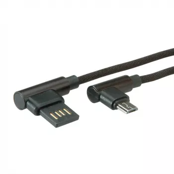 ROLINE Cable USB 2.0, en ángulo, Type-A reversible - Micro B, ST/ST, negro, 0,8 m (11.02.8720)