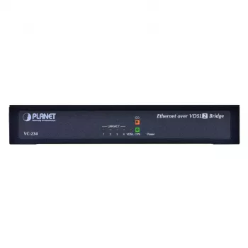 Puerta de enlace de red PLANET VC-234 gestionada 4 puertos Fast Ethernet (10/100) montaje en rack 1U, entrada DC, capacidad de conmutación de 0,8 Gbit/s