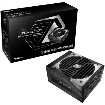 Fuente de alimentación ASROCK Taichi TC-1300T 1300 W 20+4 Pin ATX 80 PLUS Titanium, negro, ventilador de 135 mm