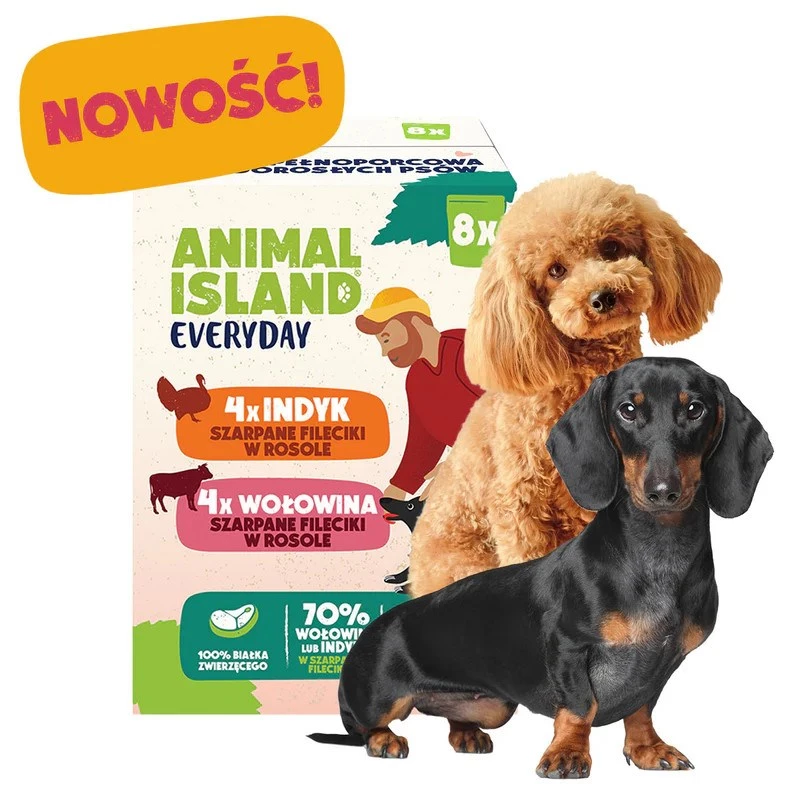 ANIMAL ISLAND pavo/ternera bolsas de comida para perros 8x150g