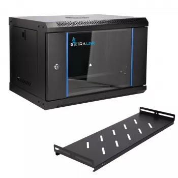 EXTRALINK LITE 6U 530X400 armario rack de pared negro con estante