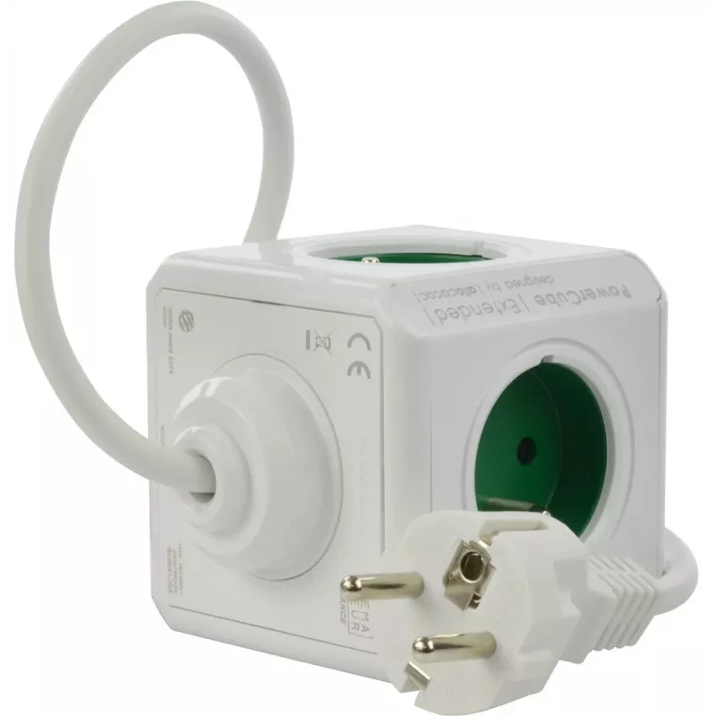 Regleta Allocacoc PowerCube Extended tipo E 1,5 m 5 tomas AC interior verde