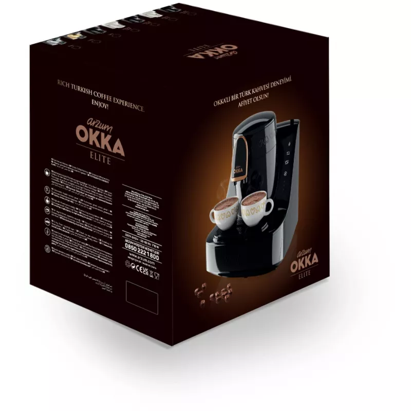 Okka Elite, cafetera moka negra/cobre, modelo 2025