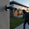 Cámara tubular simulada CEE IR1800 B, cámara de vigilancia simulada con LED IR, negro