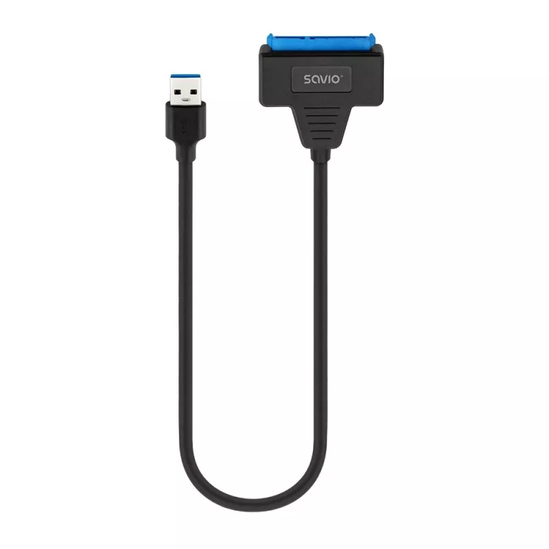 Cable de interfaz SAVIO SATA a USB 3.1 Gen 1 AK-68, conector hembra SATA a conector macho USB-A, 5 Gbit/s, 0,25 m, negro